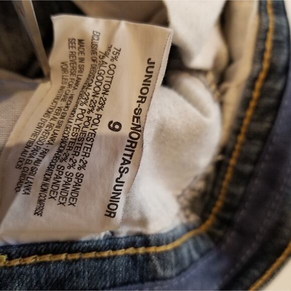 Glo Jeans by J Lo Mid Rise Straight Cut Slash Pockets Dark Rinse Juniors Size 9 - Picture 15 of 16